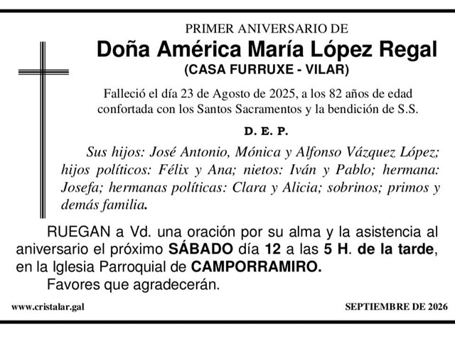 AMÉRICA MARÍA LÓPEZ REGAL